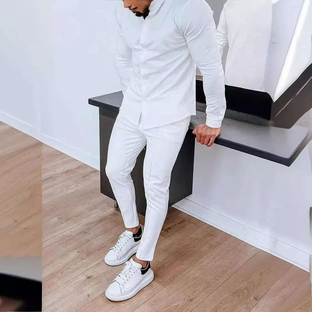 Men’s Long Sleeve Shirt & Pants Set – Autumn Winter Wear - ZA-Zola