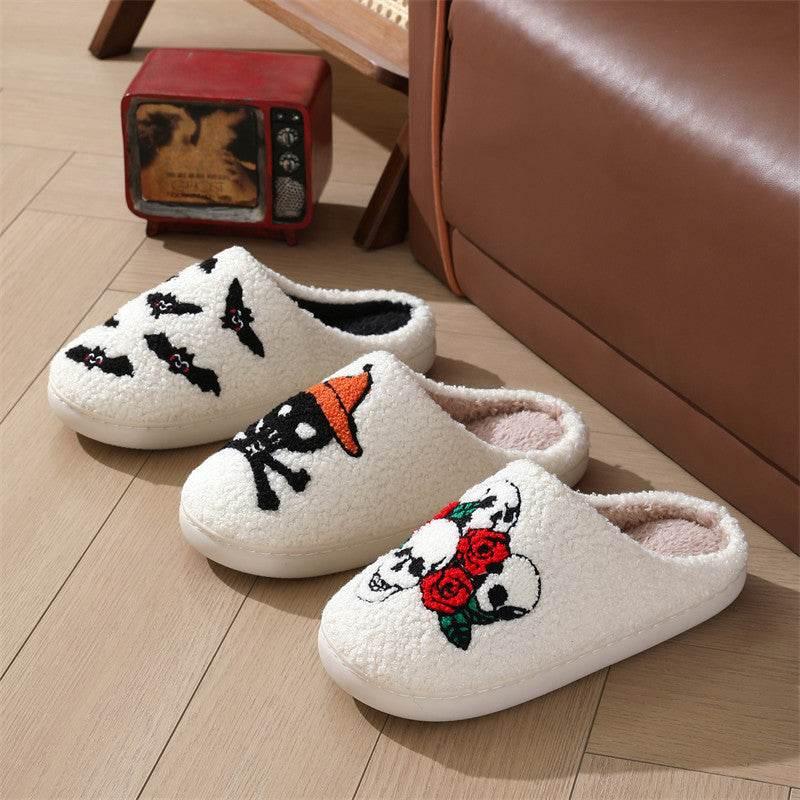 Halloween Skull Rose Indoor Slippers Women - ZA-Zola