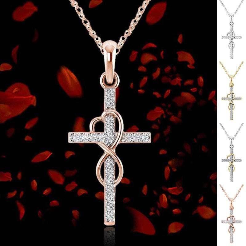 Alloy Diamond Cross Necklace – Stylish & Unisex - ZA-Zola