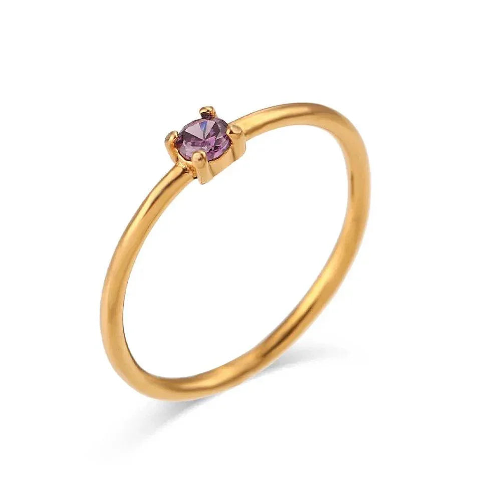 Elegant Light Luxury Zircon Birthday Ring Women - ZA-Zola