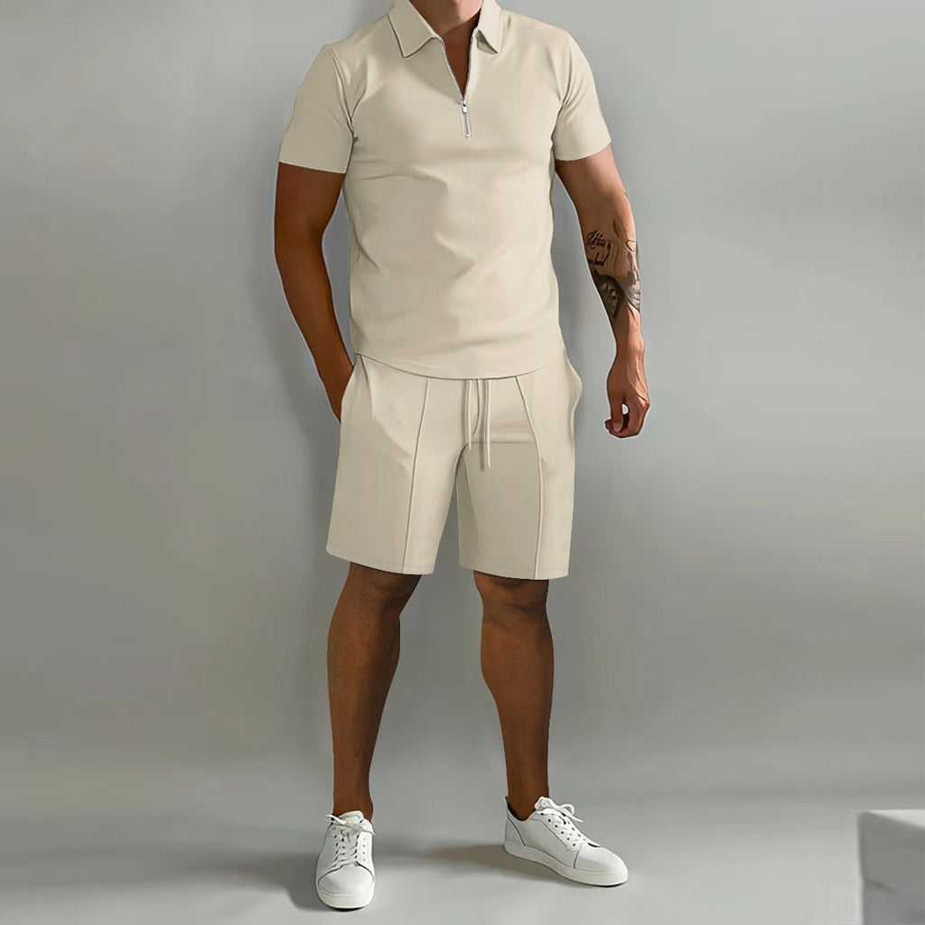 Men's Summer Polo Shirts Shorts Set | Drawstring