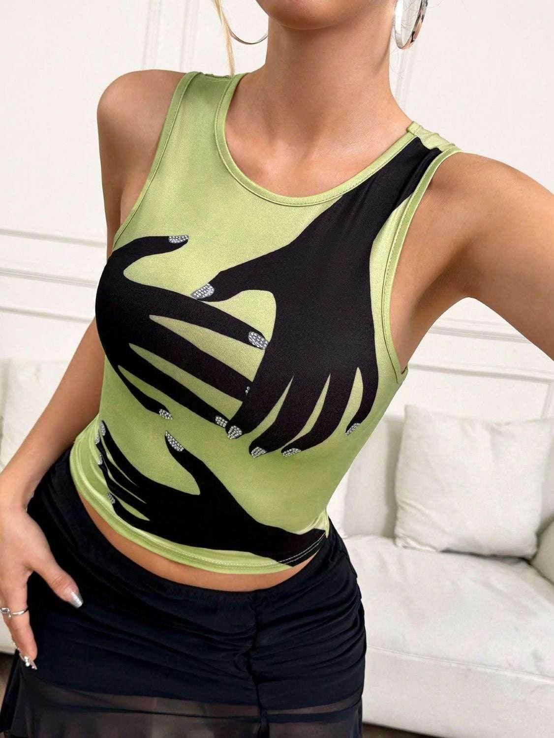 Y2K Printed Tank Vest – Sleeveless Streetwear Top - ZA-Zola