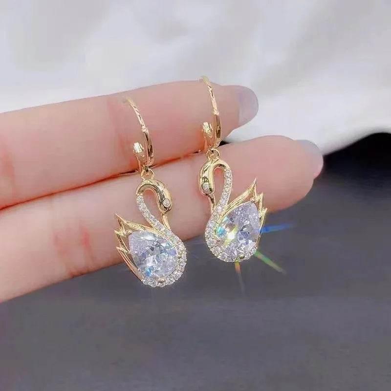 Sweet Swan Rhinestone Earrings for Women – Trendy - ZA-Zola