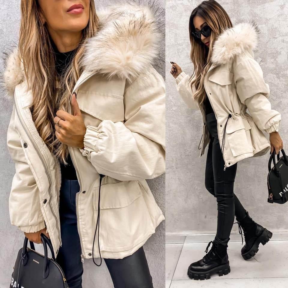 Fur Collar Artificial Fur Parka | European & American Winter Coat - ZA-Zola
