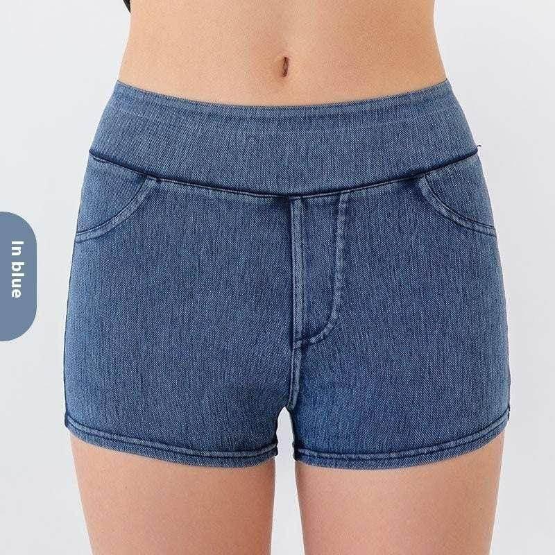High-Waist Hip Lift Yoga Denim Shorts for Women - ZA-Zola