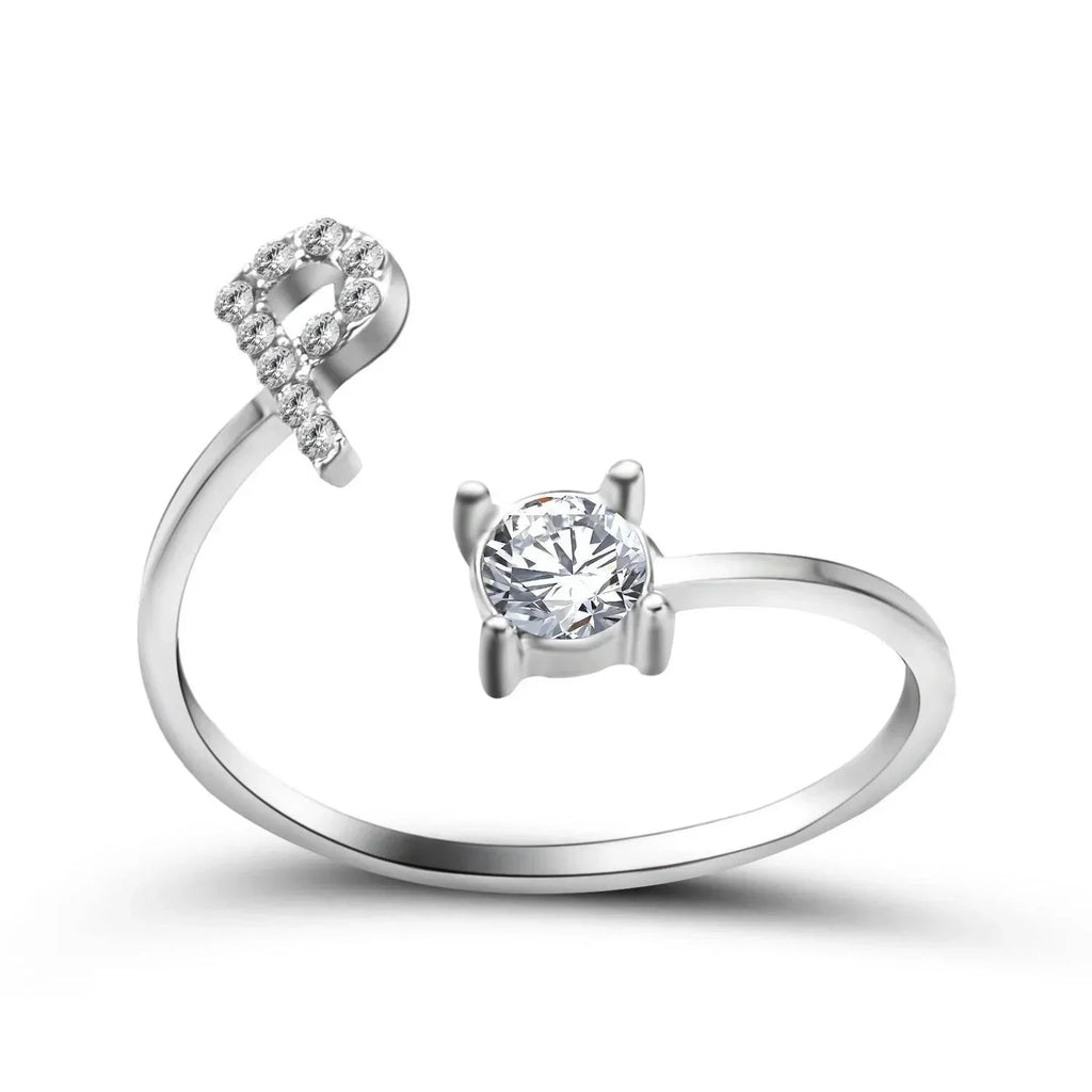 Adjustable A–Z Initial Ring for Women with Zircon - ZA-Zola