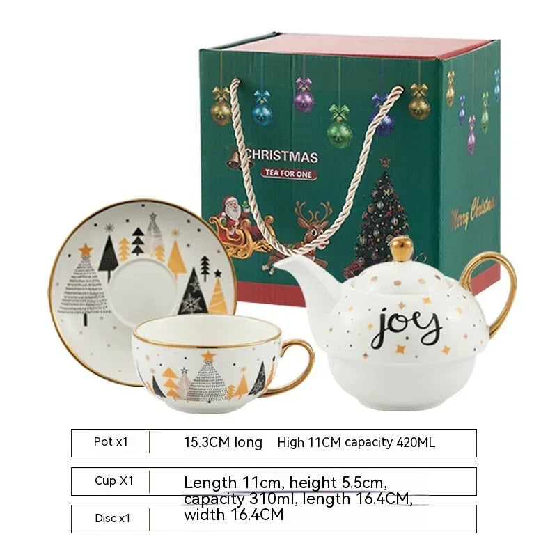 Christmas Ceramic Cup Set – Festive Porcelain Mug with Saucer & Spoon - ZA-Zola