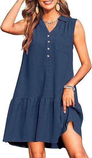 Chic V-Neck Buttoned Sleeveless Dress – Casual & Stylish - ZA-Zola
