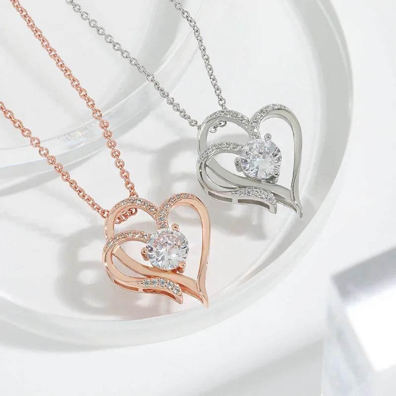 Zircon Double Love Necklace for Women - ZA-Zola