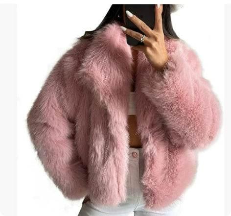 Winter Plush Coat for Women | Fluffy Warm Lapel Jacket - ZA-Zola