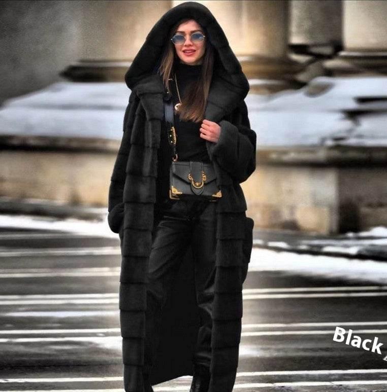 Long Plush Women's Coat – Thickened Faux Fur Winter Jacket - ZA-Zola