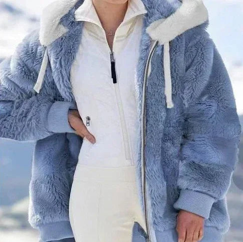 Plush Hooded Jacket Women Winter Street Style - ZA-Zola