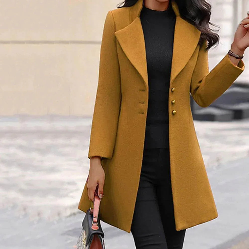 Winter Slim-Fit Lapel Coat – Elegant Single-Breasted Outerwear | Buy Now! - ZA-Zola
