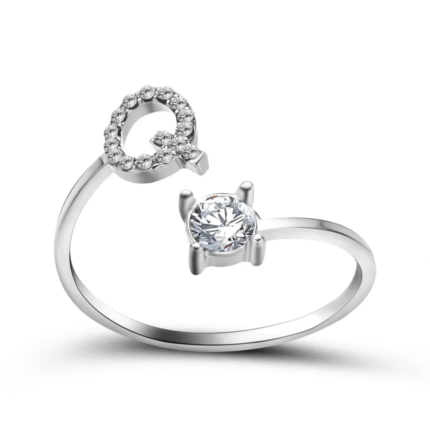 Adjustable A–Z Initial Ring for Women with Zircon - ZA-Zola