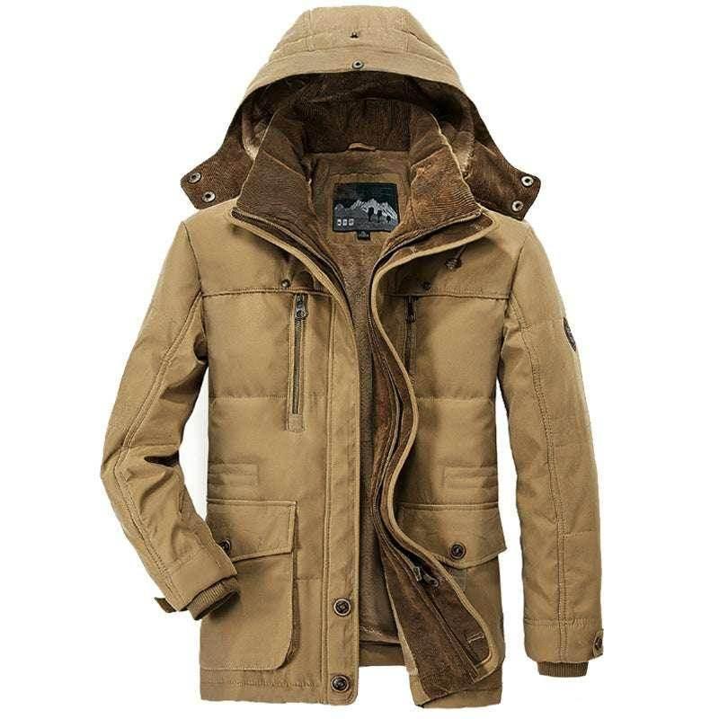 Thickened Multi-Pocket Hooded Men's Cotton Coat - ZA-Zola