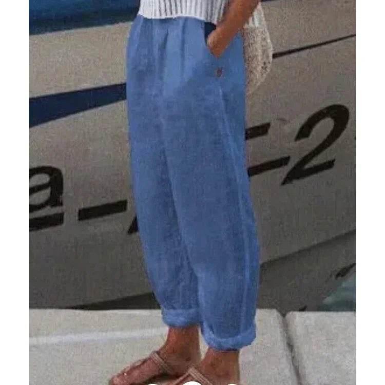 Cotton Linen Straight Casual Pants – Women - ZA-Zola