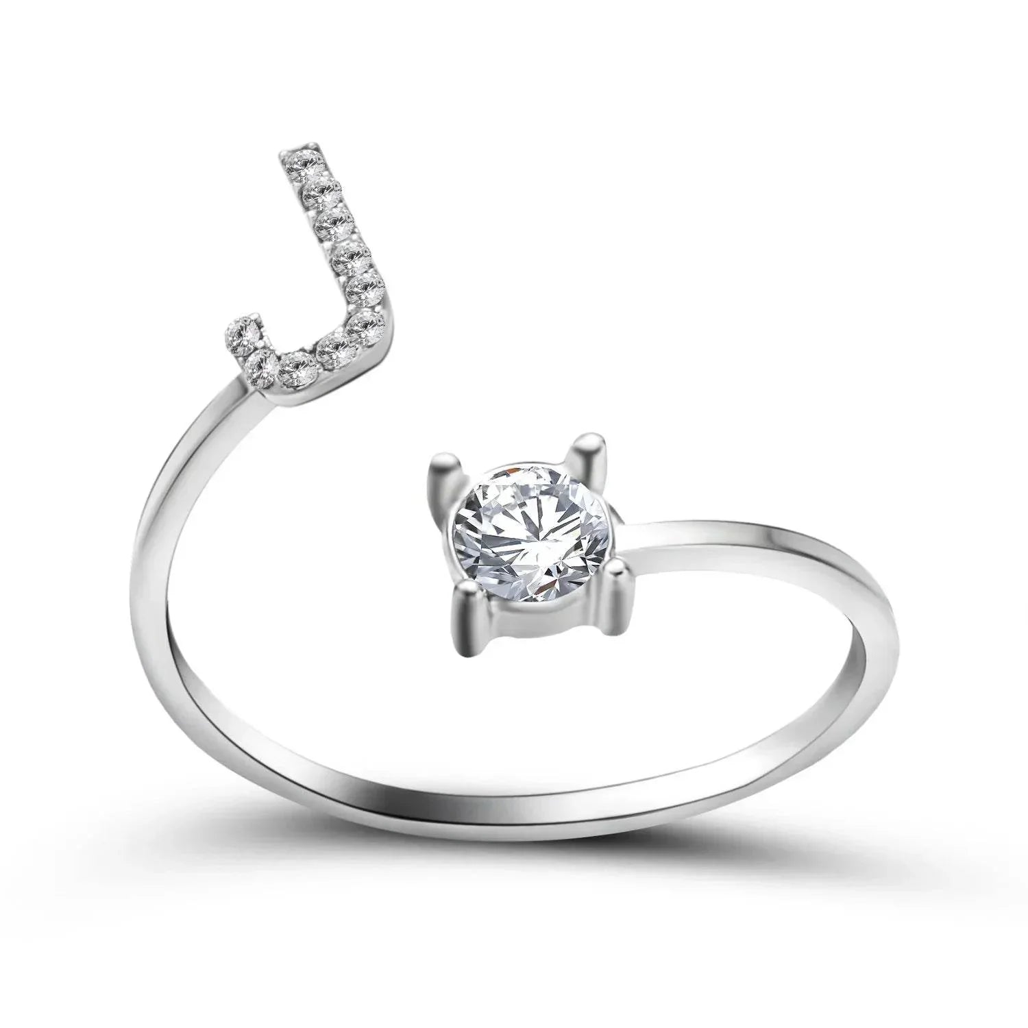Adjustable A–Z Initial Ring for Women with Zircon - ZA-Zola