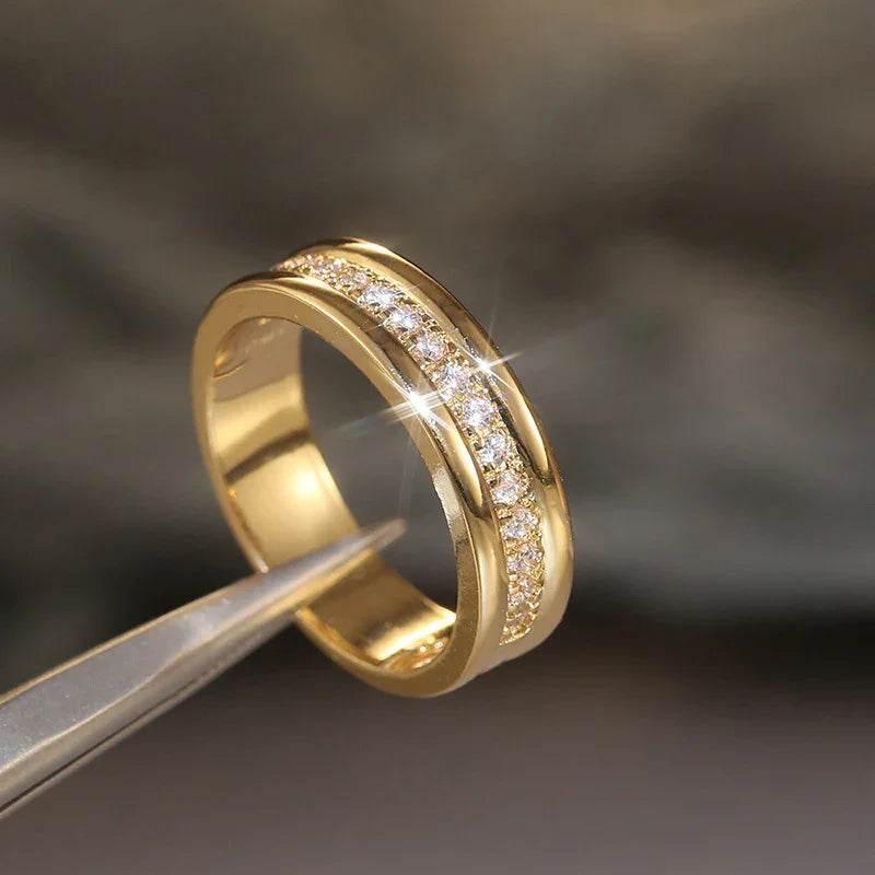 Gold Plated Zircon Geometric Ring for Women - ZA-Zola
