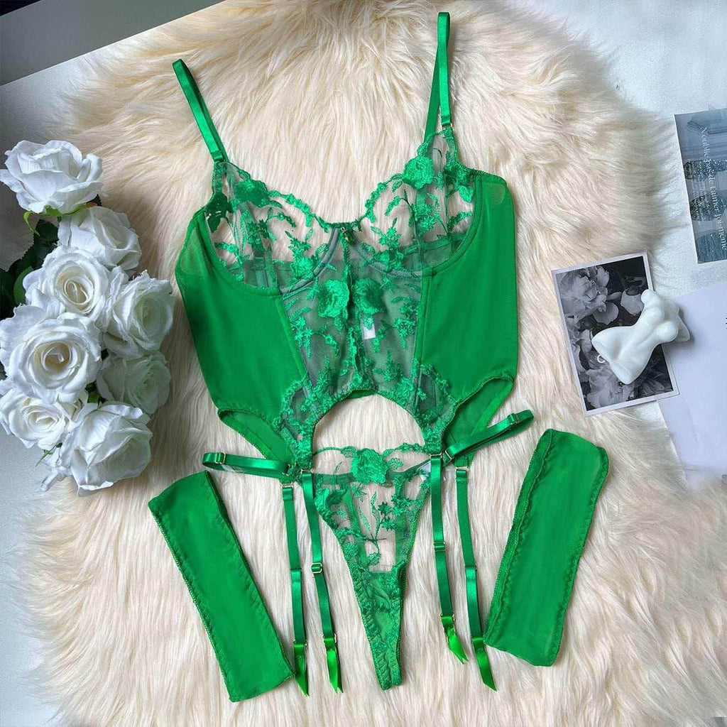 Three-Point Mesh Embroidery Lingerie Set - Shop Now! - ZA-Zola
