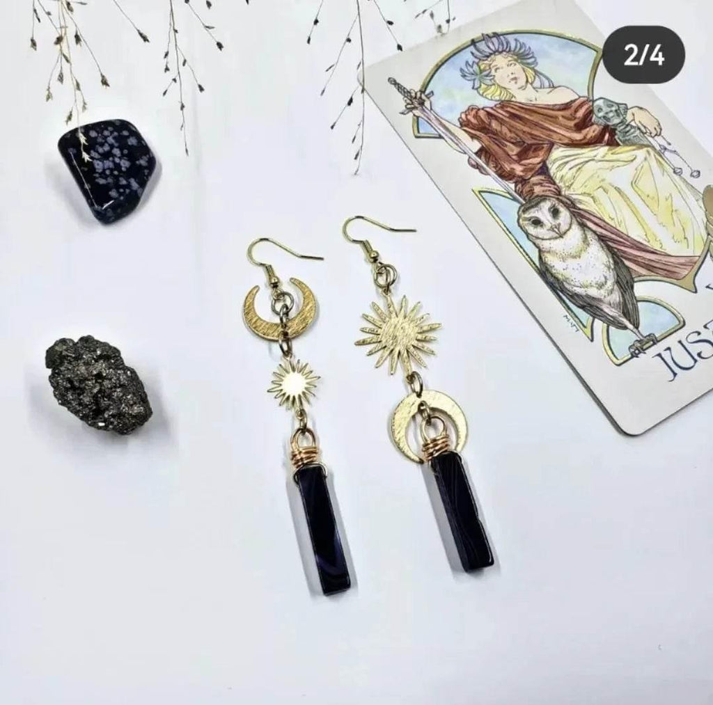 Handmade Amethyst Butterfly & Moon Earrings – Unique Jewelry - ZA-Zola