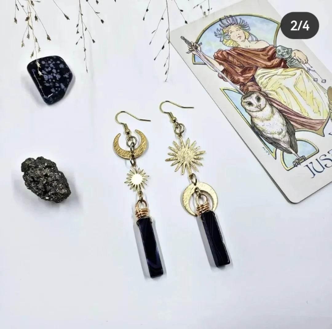 Handmade Amethyst Butterfly & Moon Earrings – Unique Jewelry - ZA-Zola