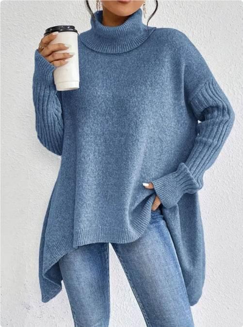 Irregular Turtleneck Sweater | Winter Loose Knit Pullover Women - ZA-Zola