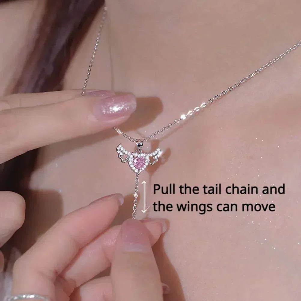 Cupid Heart Angel Wings Necklace – Love Jewelry Gift | ZA-Zola UK - ZA-Zola