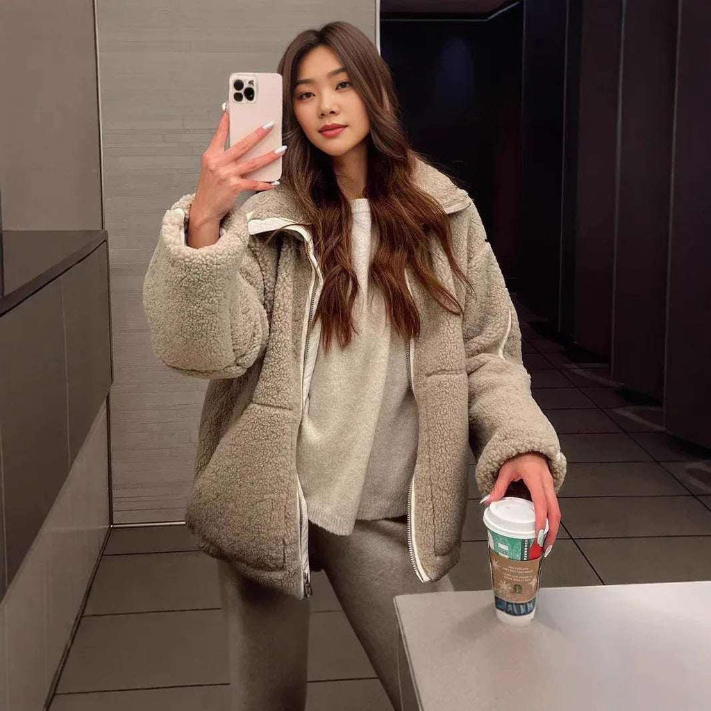 Women Casual Zip Coat | Loose Korean Style Jacket - ZA-Zola