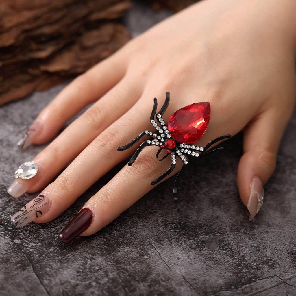 ZA-Zola Halloween Spider Rhinestone Ring Women - ZA-Zola