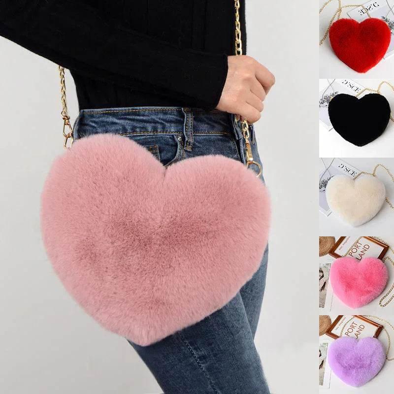 Heart Plush Chain Shoulder Bag | Valentine's Day Gift - ZA-Zola