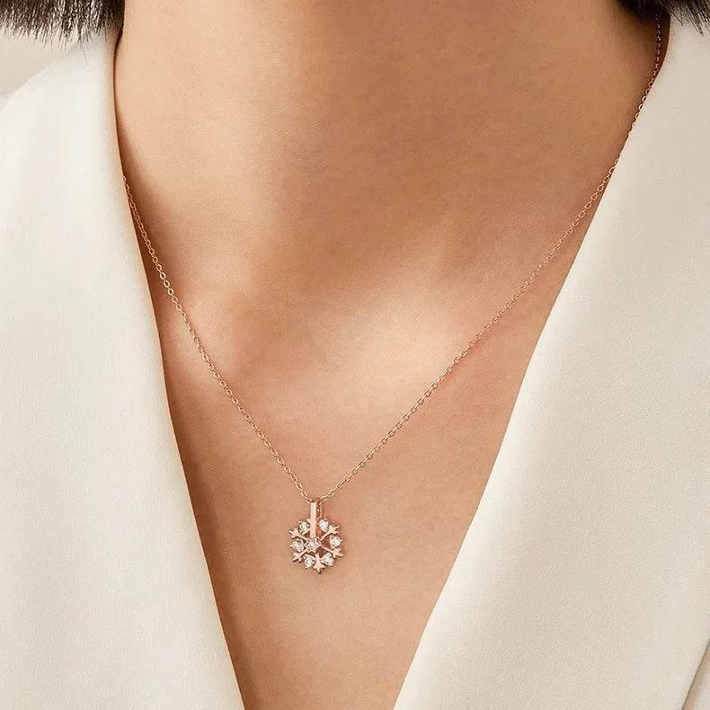 Rotatable 925 Silver Snowflake Necklace – Shop Now - ZA-Zola