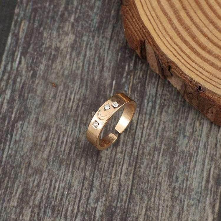 Star & Moon Adjustable Ring | Gold Gemstone Charm - ZA-Zola