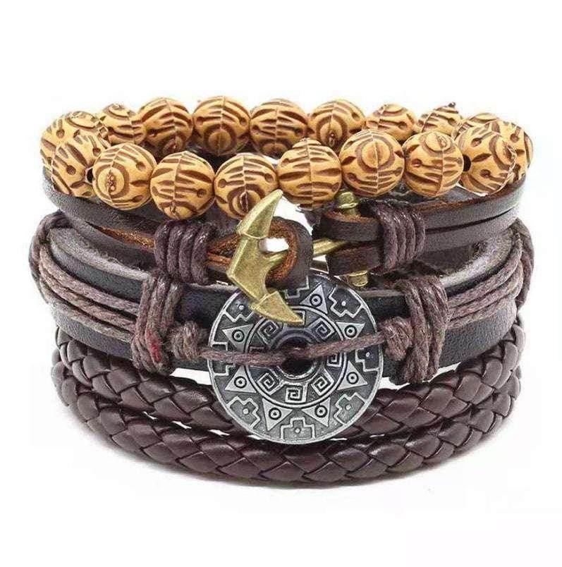 Men’s Vintage Braided Leather Bracelet - ZA-Zola