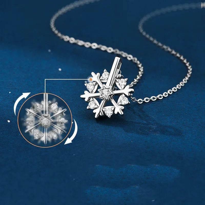 Rotatable 925 Silver Snowflake Necklace – Shop Now - ZA-Zola