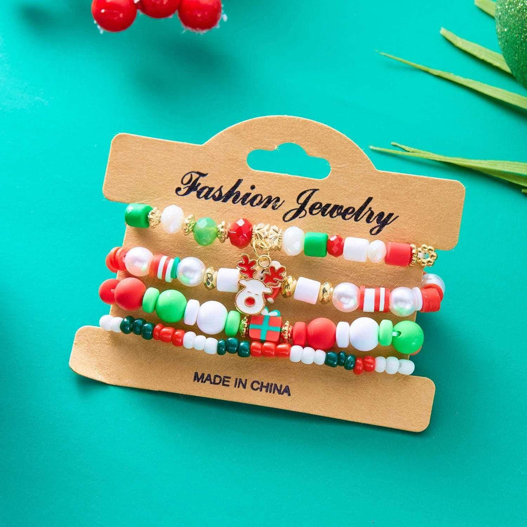 Handmade Christmas Snowman Beaded Bracelet – Festive Jewelry - ZA-Zola