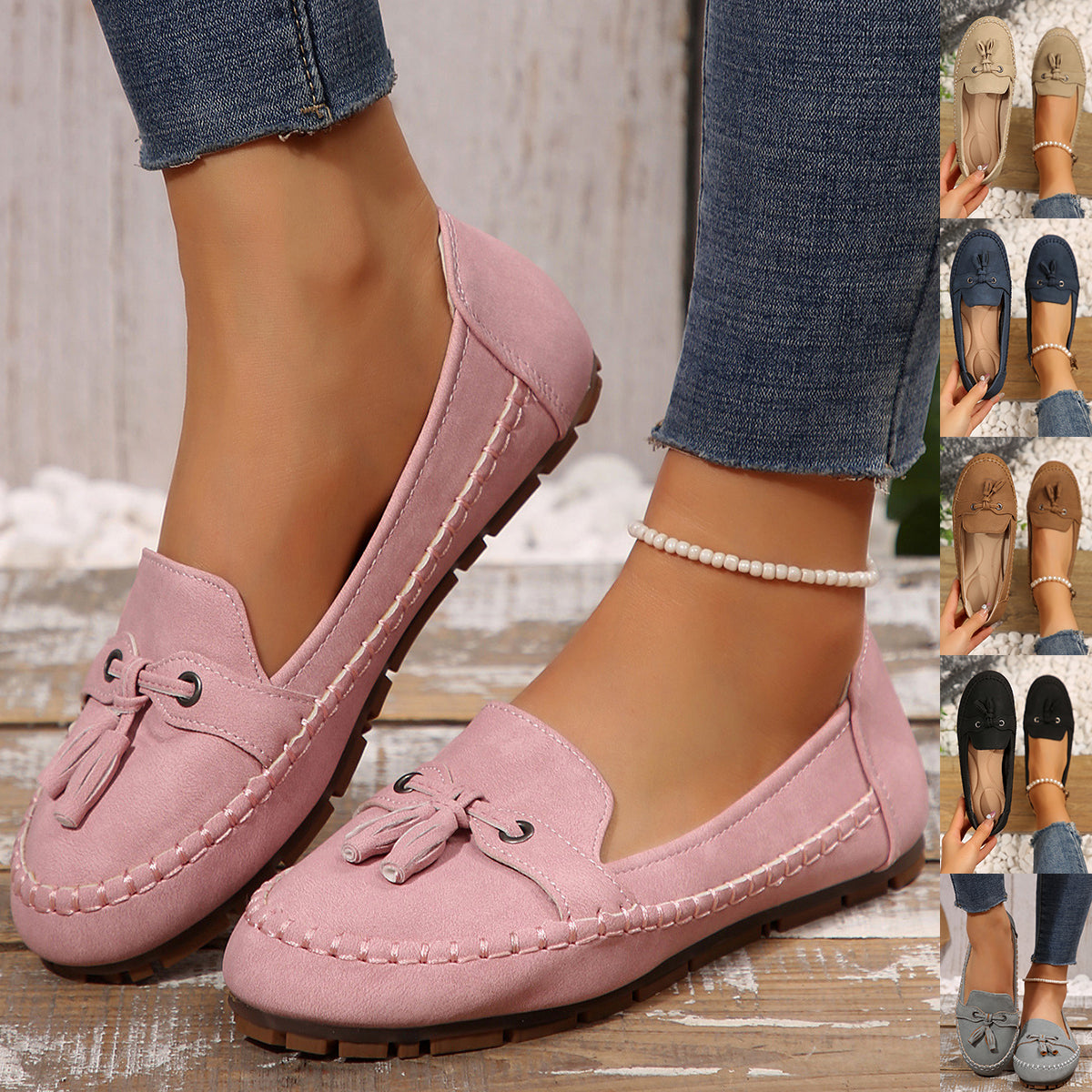 Women’s Round Toe Loafers Non Slip Comfortable Flat Shoes