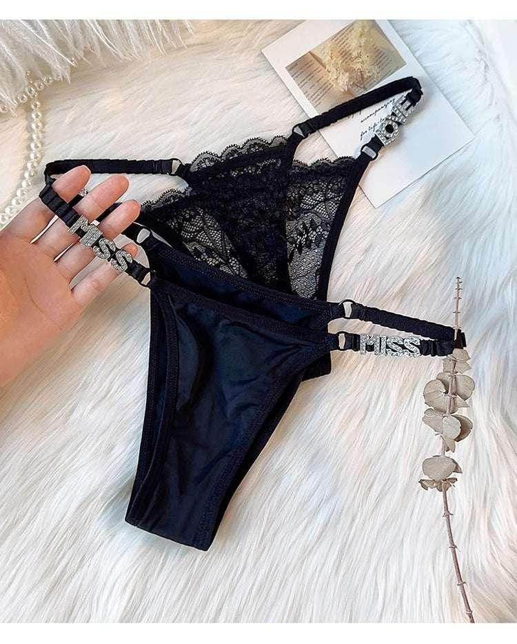 LOVE Rhinestone T-back – Sexy Lace Sports Underwear - ZA-Zola