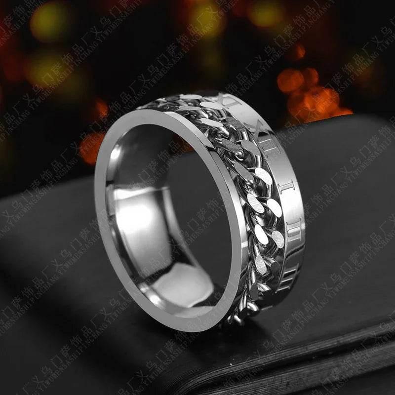 Titanium Ring – Roman Chain Spinner Ring for Men - ZA-Zola