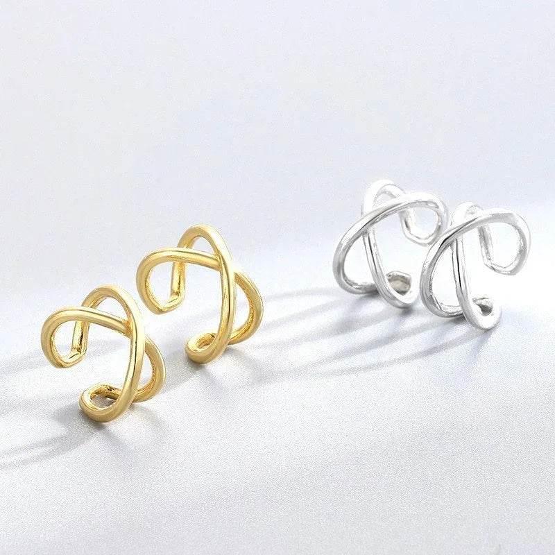 S925 Geometric Cross Ear Clip – Korean Style Jewelry - ZA-Zola