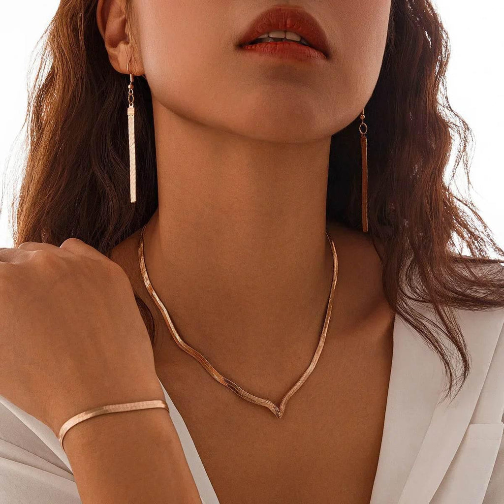 Shop Fashion Flat Snake Necklace Set – fashion necklace - ZA-Zola