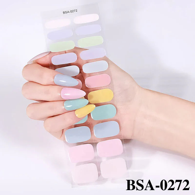 Simple Solid Color No-Bake Gel Nail Stickers - ZA-Zola