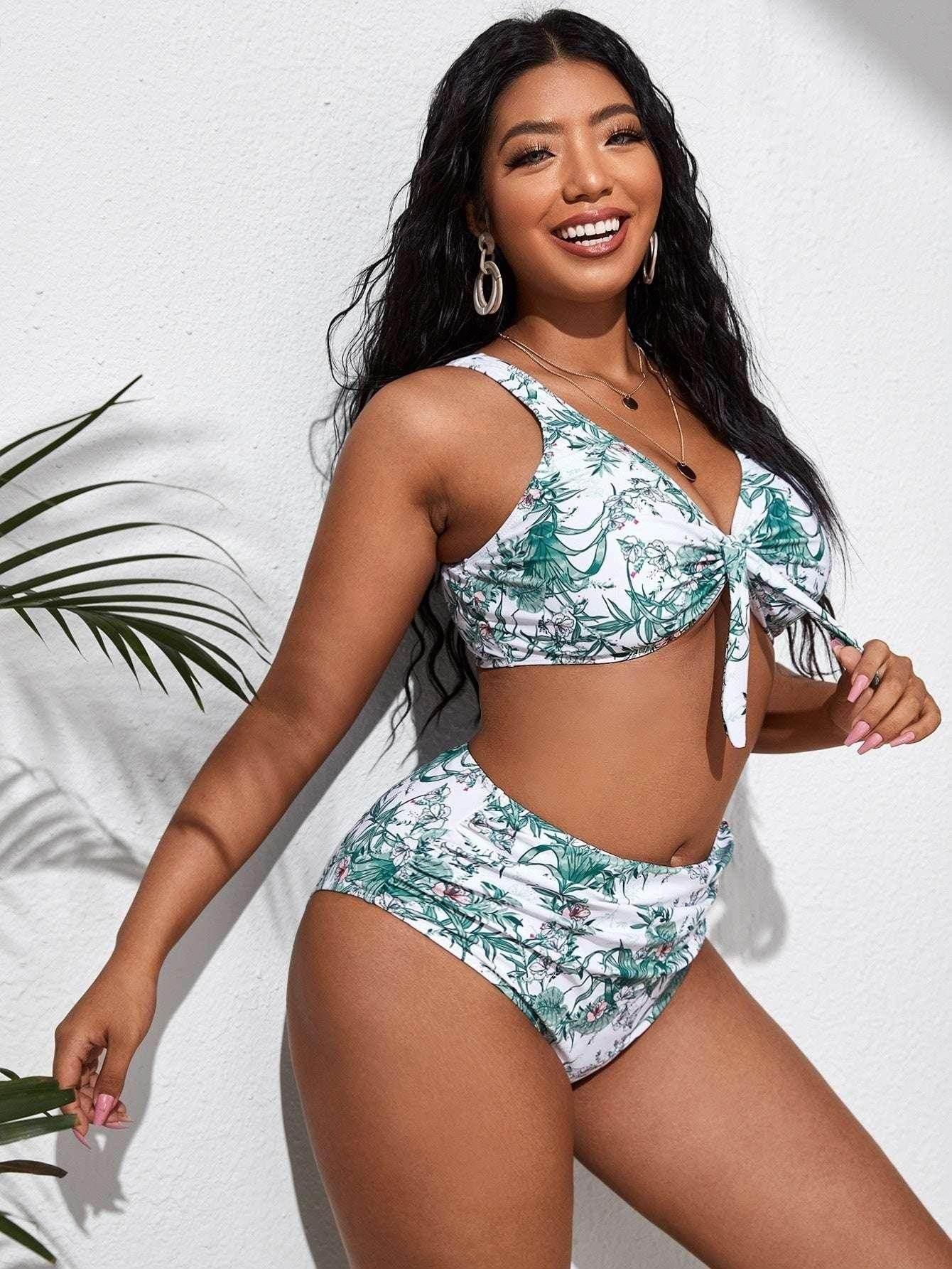 Long Sleeve Plus Size Bikini Set - ZA-Zola