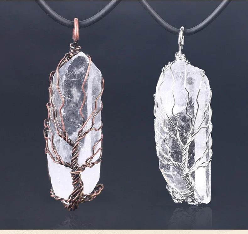 Raw White Crystal Pendant Necklace – Natural Energy - ZA-Zola