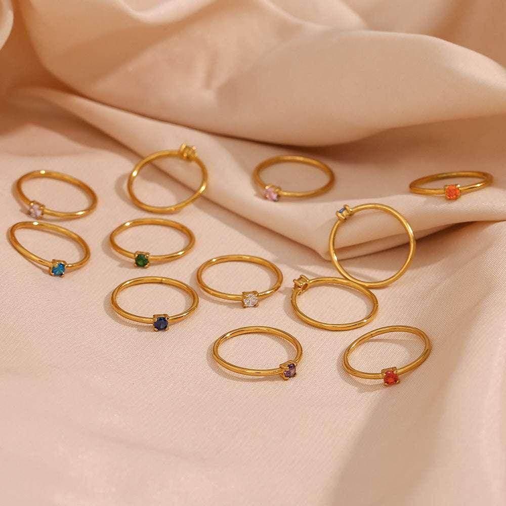 Elegant Light Luxury Zircon Birthday Ring Women - ZA-Zola
