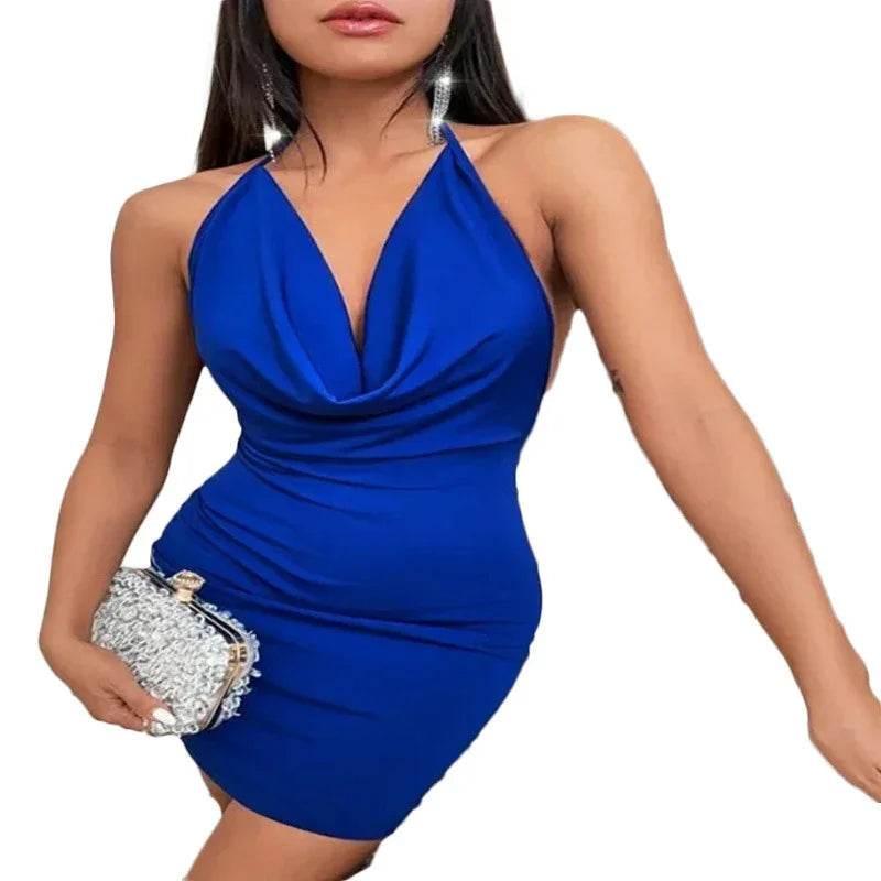 Summer Deep V-neck Backless Halter Dress - Stylish Midi - ZA-Zola