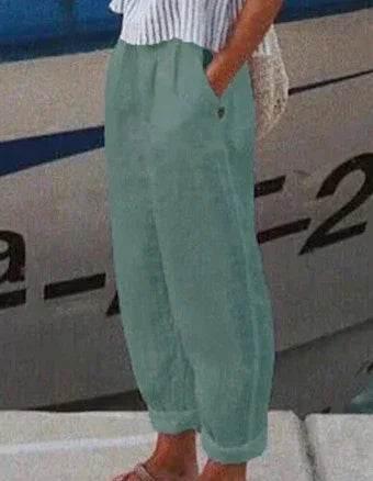 Cotton Linen Straight Casual Pants – Women - ZA-Zola