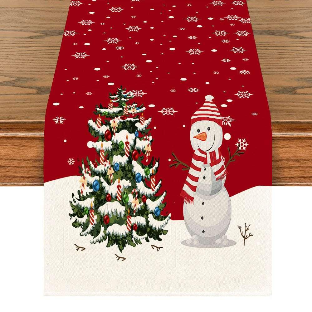 Snowman Table Mat – Linen Printed Christmas Table Runner Décor - ZA-Zola