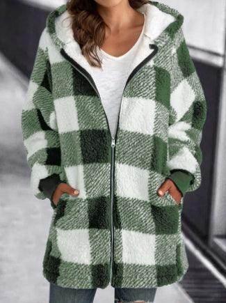 European & American Plaid Plush Coat – Winter Fashion - ZA-Zola