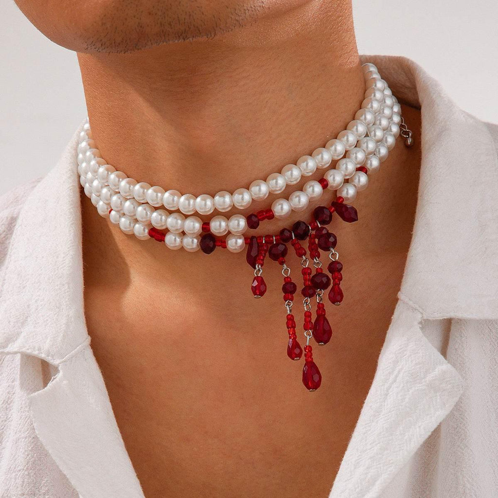 ZA-Zola Halloween Blood Drop Pearl Necklace - ZA-Zola