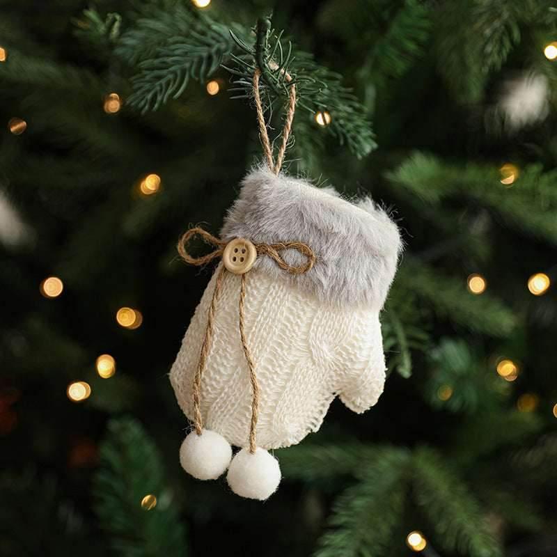 White Plush Christmas Ornament Tree Pendant Gloves & Sled - ZA-Zola